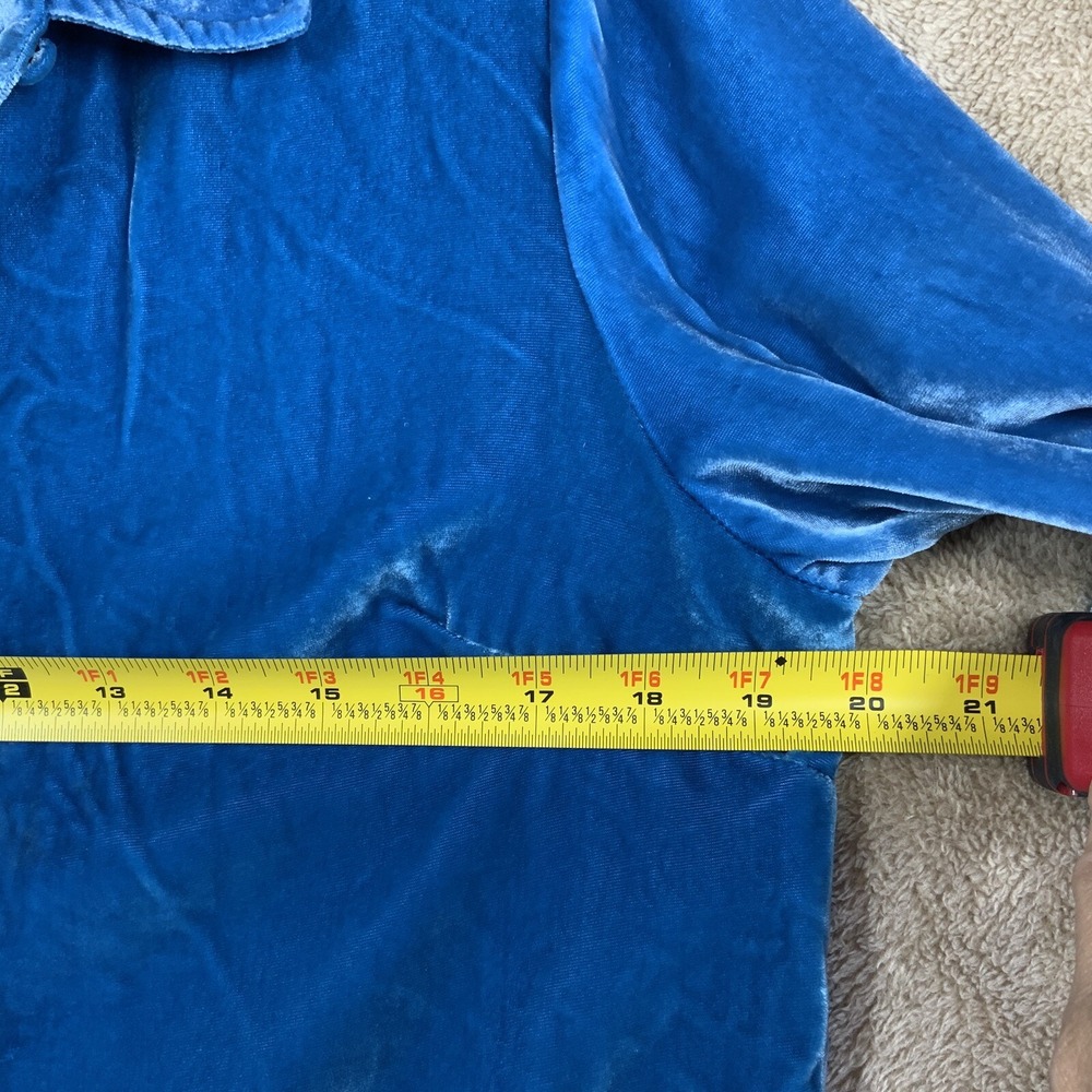 Soft Surroundings Velvet Tunic Top Sz S Peacock Blue Button Boho Whimsigoth EUC - Picture 5 of 9